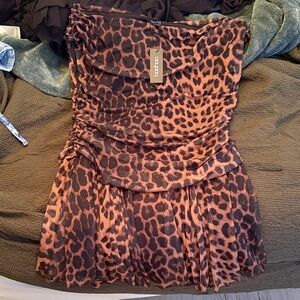 Boohoo Animal Print Dress in Brown and Black